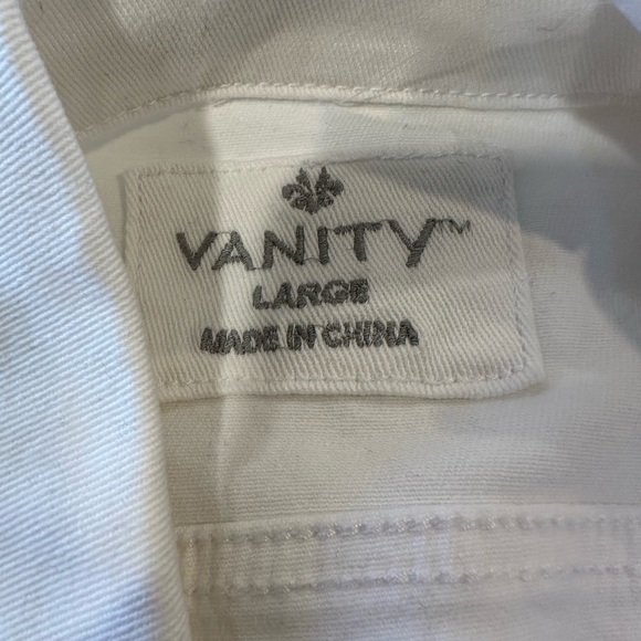 Vanity White Distressed Denim Vest NWT Size Large - Picture 5 of 12
